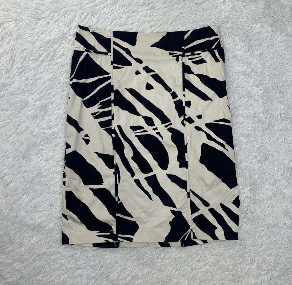 New York And Company Black Zebra Spotted Midi Slinky Skirt Size 2